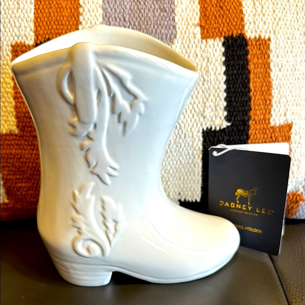 Dabney Lee White Ceramic Boot Vase